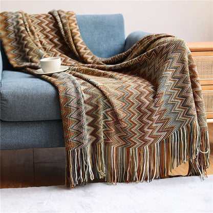Striped Tassel Blanket | Soft Acrylic Fiber | Multiple Sizes