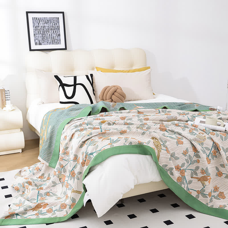 Cotton Gauze Quilt | Jacquard Floral Design | King Size