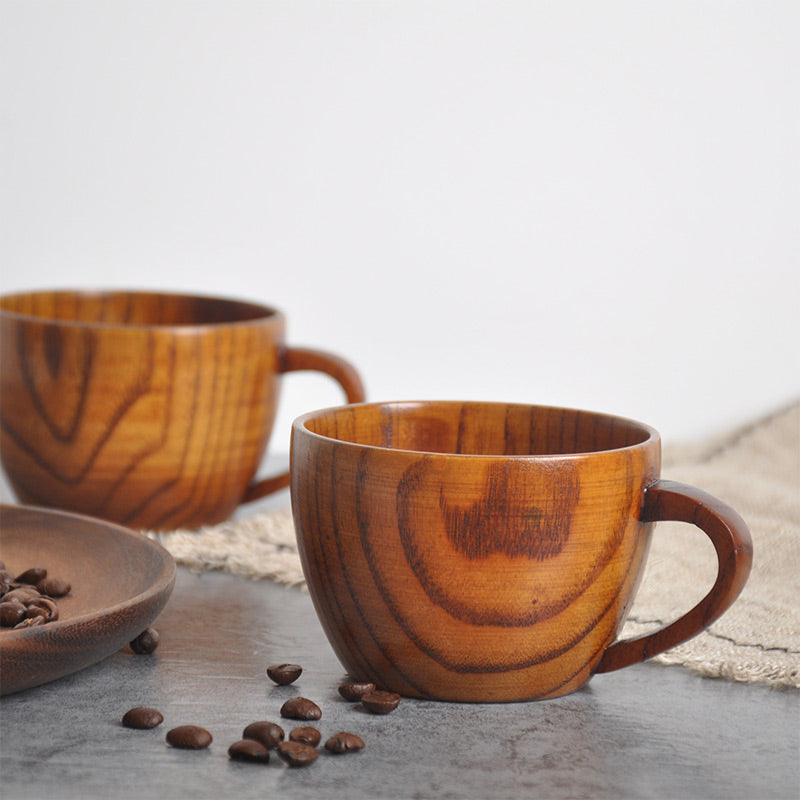Natural Wooden Tea Cup Set | Eco-Friendly Jujube Wood | 2 Pieces