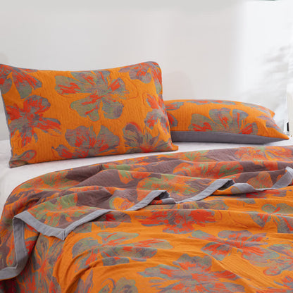 Jacquard Cotton Gauze Quilt Set | 100% Organic Cotton | Includes 1 Quilt + 2 Pillowcases