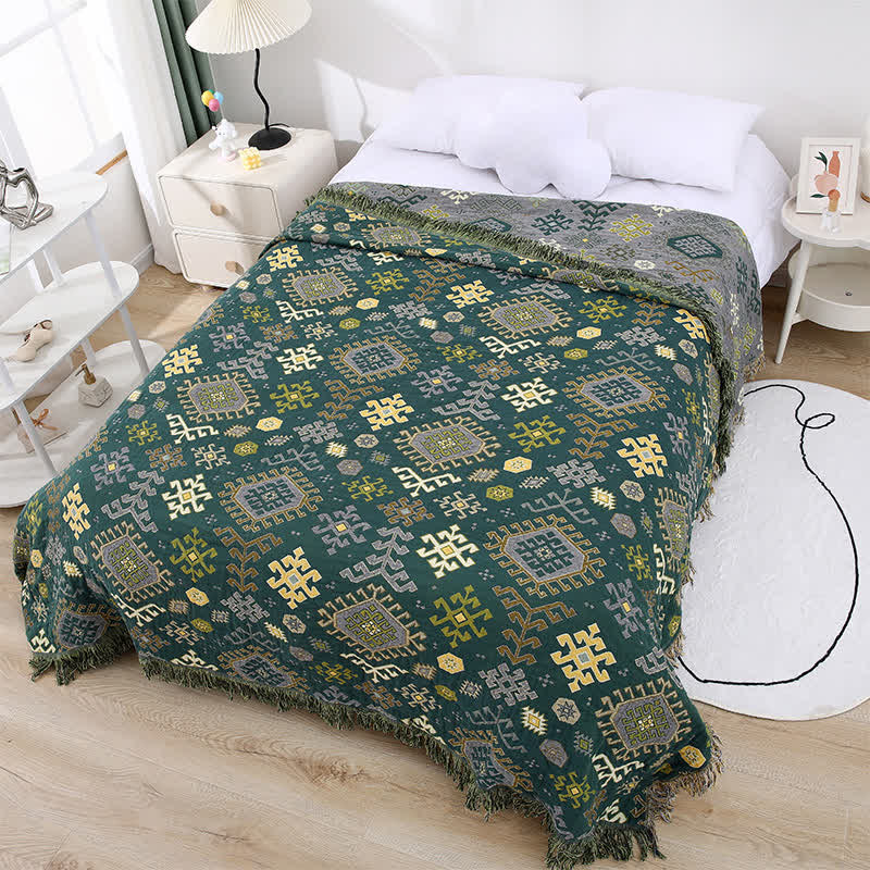 Retro Geometric Quilt | 100% Organic Cotton | Full/Queen Size
