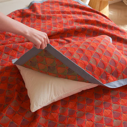 Cotton Gauze Quilt | Organic Cotton with Peacock Tail Design | Full/Queen Size Options