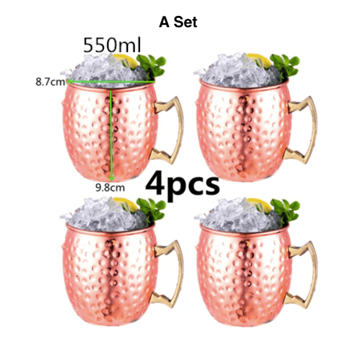 Moscow Mule Mug | Copper & Stainless Steel | 4-Piece Set