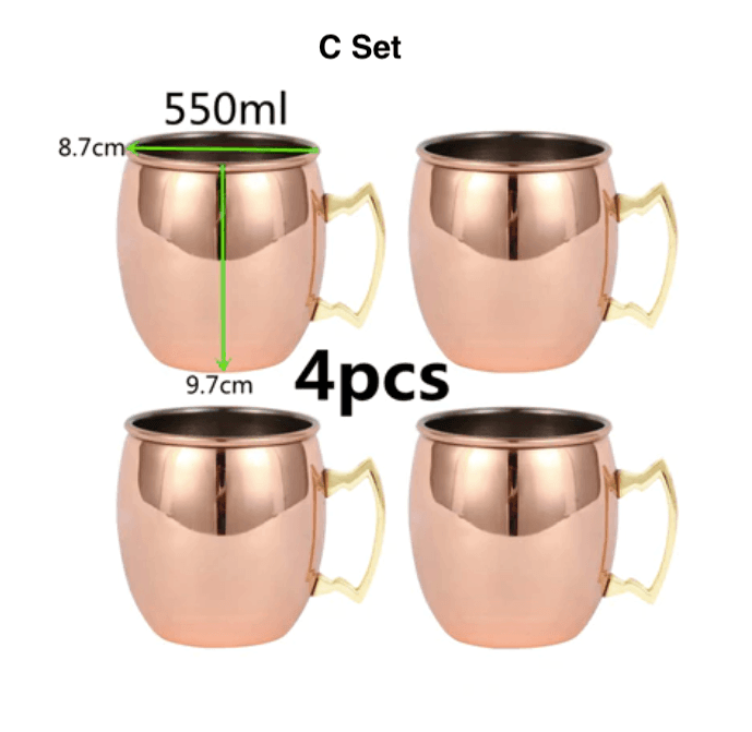 Moscow Mule Mug | Copper & Stainless Steel | 4-Piece Set