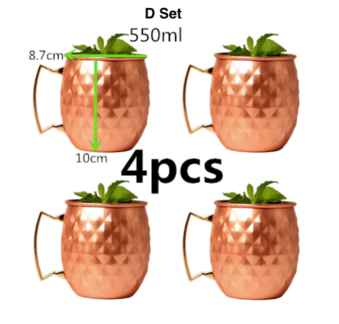 Moscow Mule Mug | Copper & Stainless Steel | 4-Piece Set
