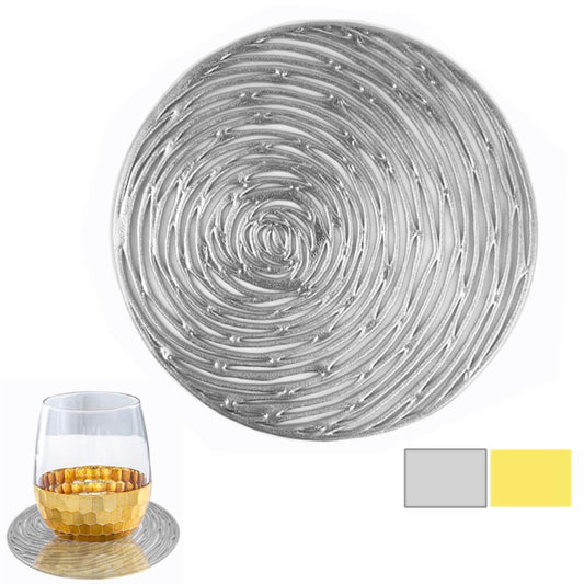 Round Gold Coasters Set | Hand-Hammered Finish | 4 Pieces
