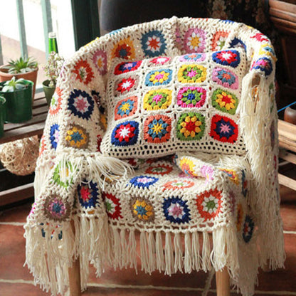 Plaid Crochet Tassel Blanket | Imitation Cashmere | Multiple Sizes