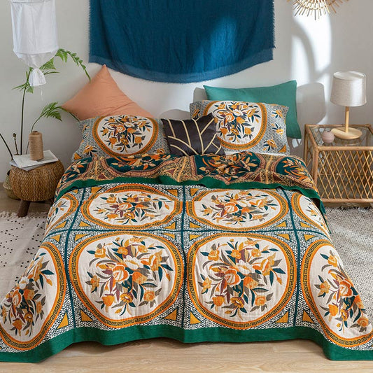 Cotton Double-Sided Quilt | Floral Print | Full/Queen/King Sizes