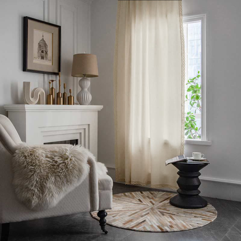 Cotton White Bohemian Curtain | Semi-Blackout with Tassel | 1 Piece