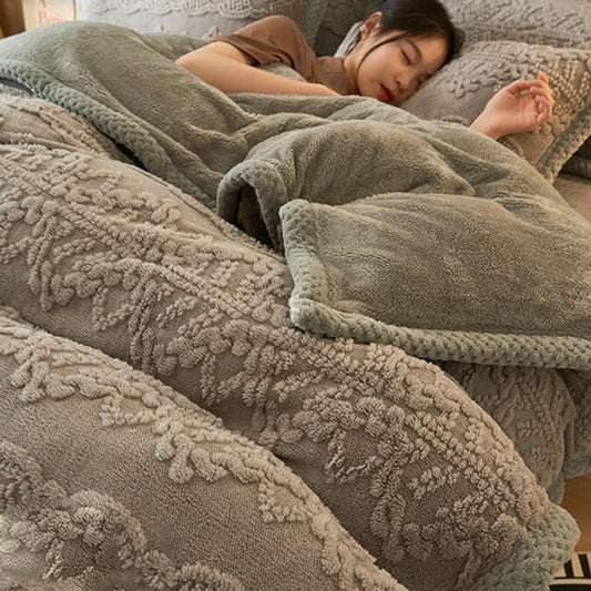 Jacquard Velvet Duvet Cover Blanket | Double-Sided Microfiber | Full, Queen, King Sizes