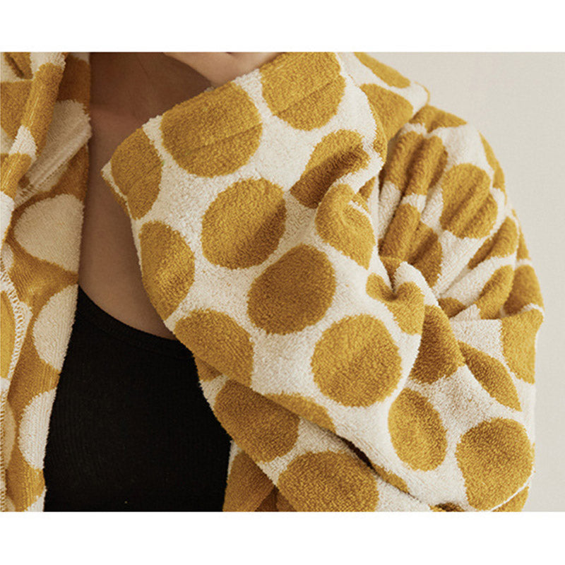 Hooded Bathrobe | Soft Cotton | Polka Dots Design