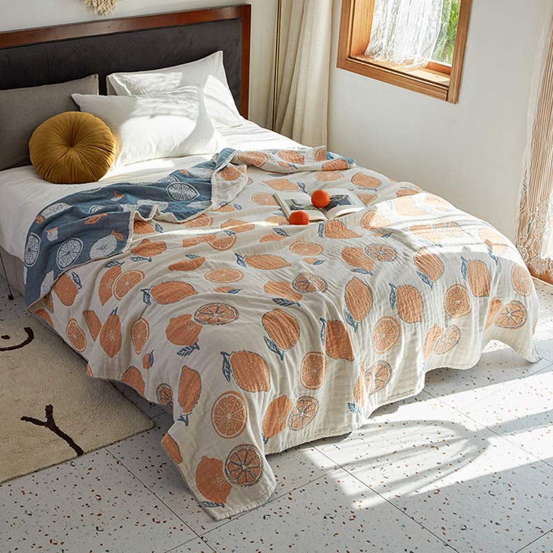 Lemon Pattern Reversible Quilt | 100% Organic Cotton | Full/Queen Size