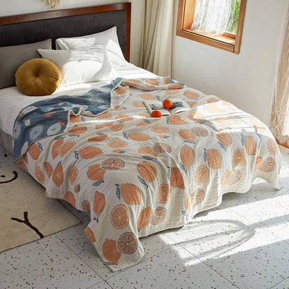 Lemon Pattern Reversible Quilt | 100% Organic Cotton | Full/Queen Size