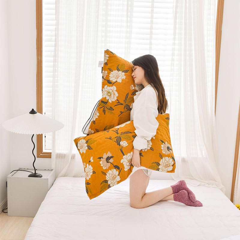 Cotton Pillow Towel Set | Breathable Yellow Gauze | 2 Pieces