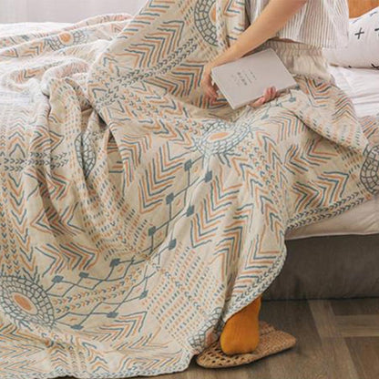 Boho Cotton Quilt | Reversible Striped Design | Full/Queen/King Sizes