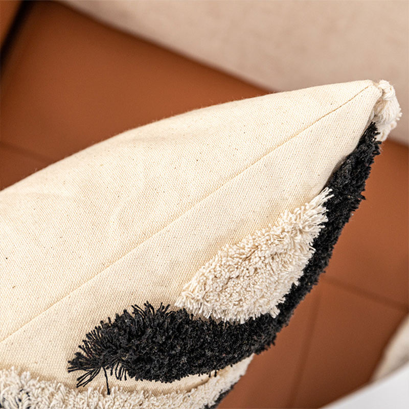 Morocco Jacquard Pillow Cover | Cotton with Tassels | Neutral Color