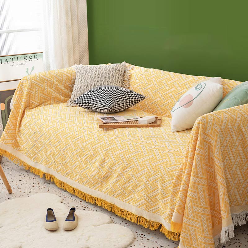 Cotton Tassel Blanket | Reversible & Lightweight | Bohemian Design