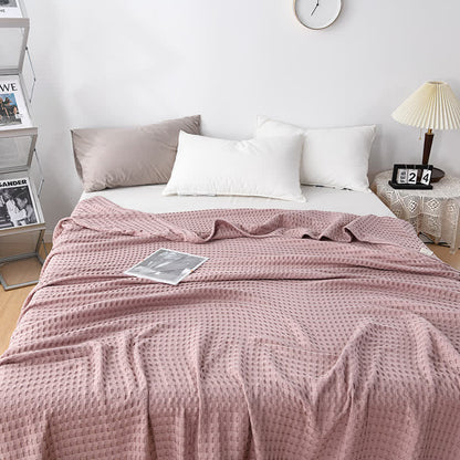 Solid Color Waffle Cotton Reversible Quilt | 100% Organic Cotton | Full/Queen Size