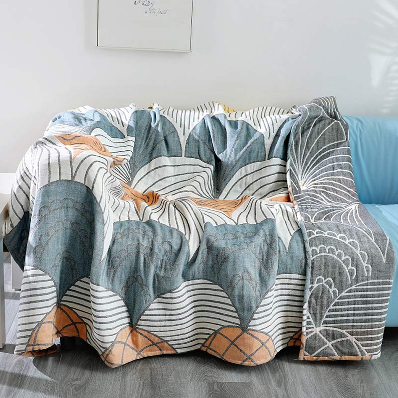 Reversible Cotton Blanket | Shell Print | 59" x 79"