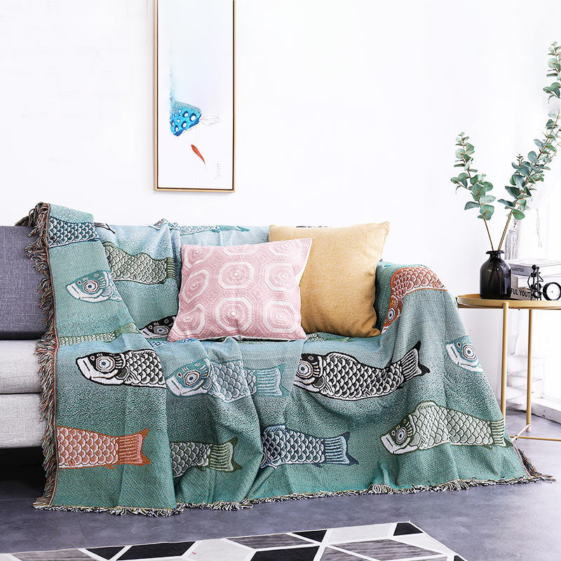 Koi Print Reversible Blanket | Soft Polyester | Multiple Sizes