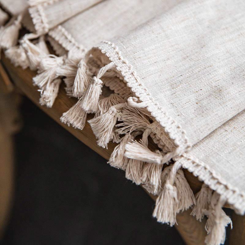 Boho Light Filtering Curtain | Beige Polyester | 1 Piece