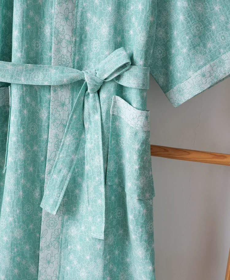 Summer Bathrobe | Cotton Gauze | Dual Layer, Adjustable Belt