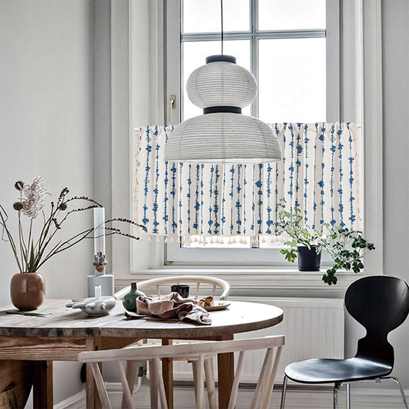 Blue Cotton Linen Cabinet Curtain | Rod Pocket Design | Single Panel