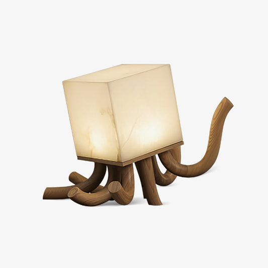 Octavia Table Lamp | Hand-Carved Wood & Alabaster | 39cm or 55cm