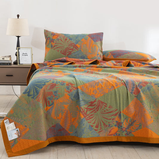 Cotton Gauze Quilt | Organic Cotton | Summer Leaf Pattern