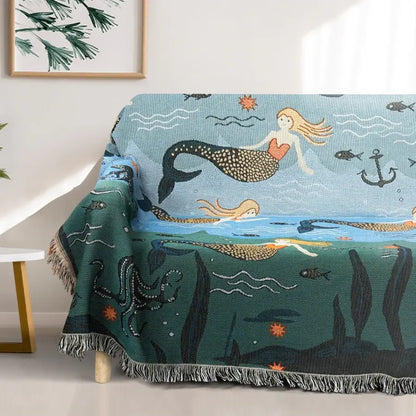 Mermaid Sofa Cover | Cotton-Polyester Blend | Multiple Sizes Available