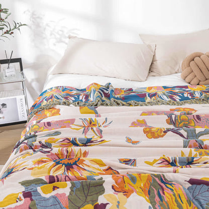Cotton Gauze Quilt | Eco-Friendly Floral Design | Full/Queen Size