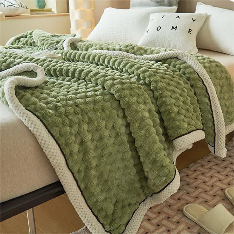 Thick Coral Fleece Throw Blanket | Reversible Polyester | Full/Queen Size