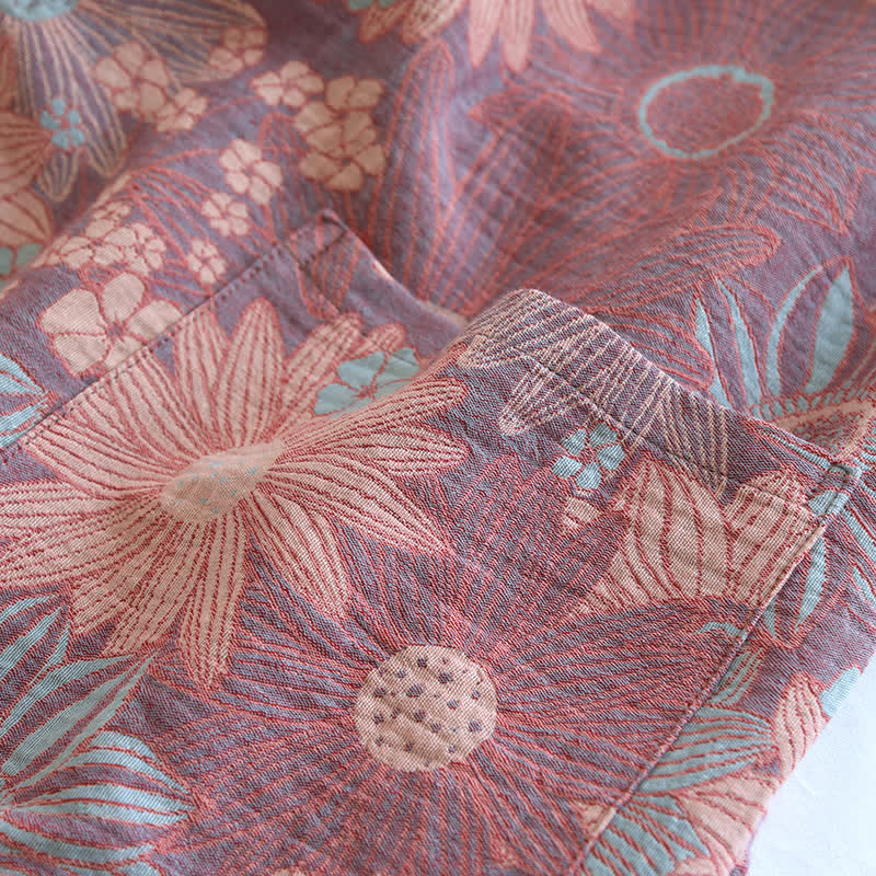 Floral Cotton Bathrobe | Loose-Fit Design | Comfortable Home Wear