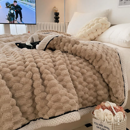 Thick Coral Fleece Throw Blanket | Reversible Polyester | Full/Queen Size