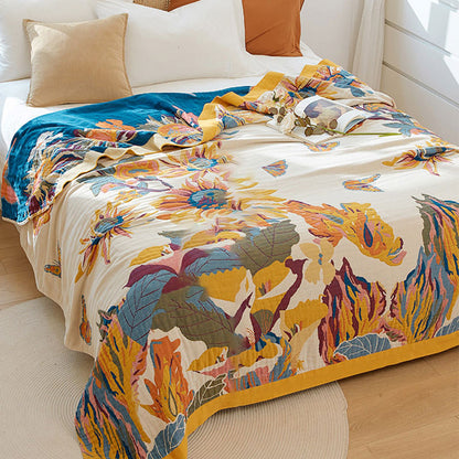 Butterfly Flower Quilt | 100% Organic Cotton | Reversible Design