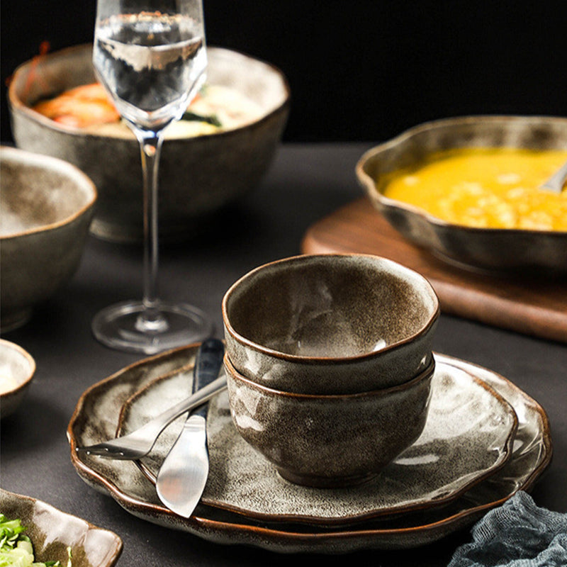 Oma Stoneware Dinnerware Set | Glossy Glaze | 4, 6, or 8 Person Options