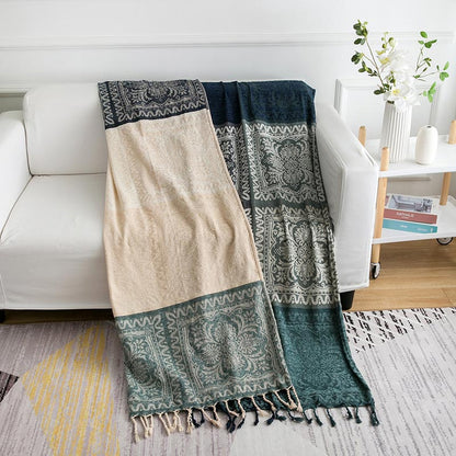 Bohemian Knit Shawl Blanket | 100% Cotton | 150cm x 190cm & 220cm x 260cm