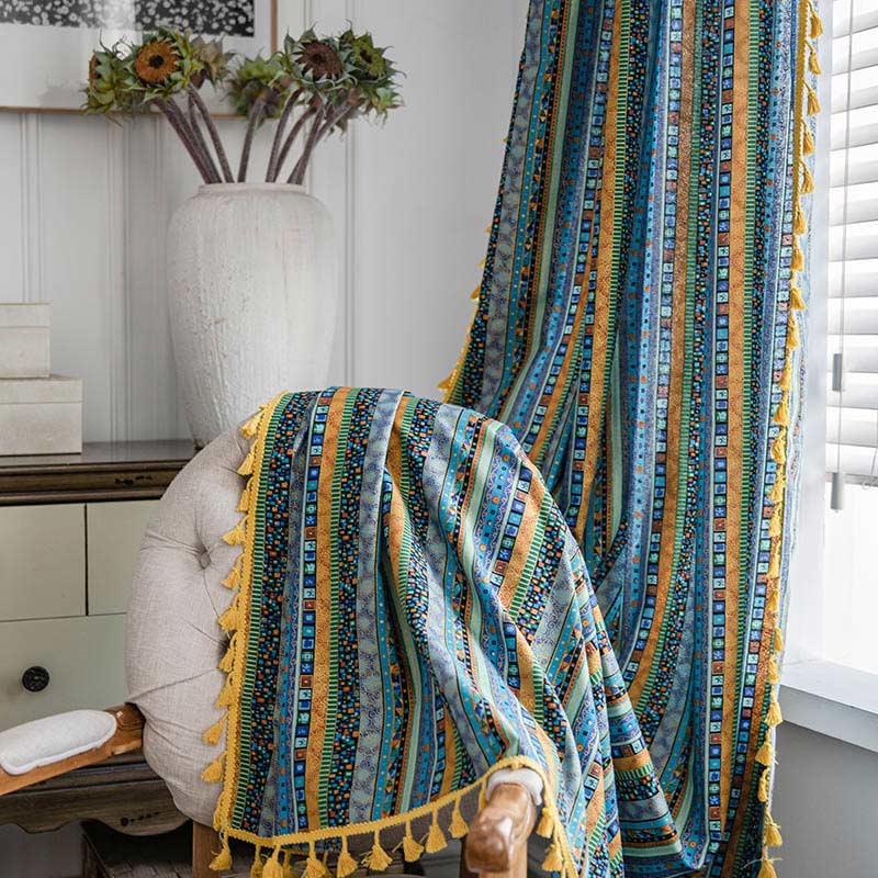 Boho Tassel Curtain | Cotton Blend | Semi-Blackout