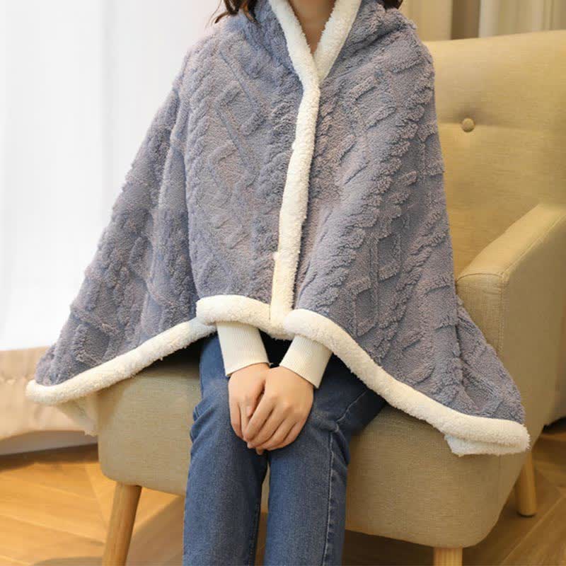 Argyle Pattern Fleece Shawl Blanket | Ultra-Soft Polyester | 35" x 55"