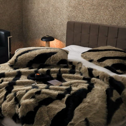 Zebra Print Blanket | Faux Fur Polyester | 39" x 63"