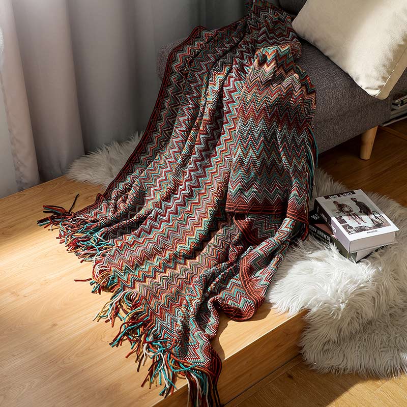 Striped Tassel Blanket | Soft Acrylic Fiber | Multiple Sizes
