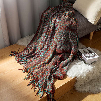 Striped Tassel Blanket | Soft Acrylic Fiber | Multiple Sizes
