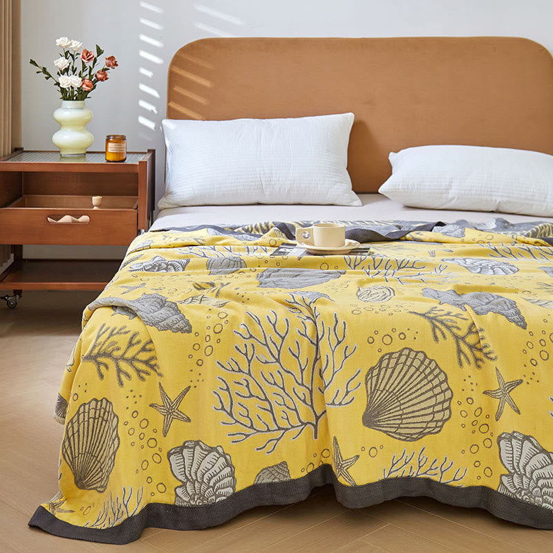 Reversible Marine Life Quilt | Bamboo Fiber | Full/Queen Size