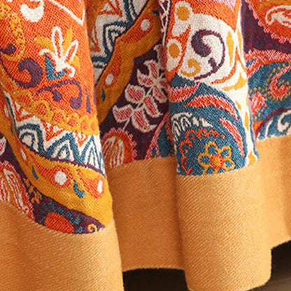 Boho Reversible Sofa Blanket | 95% Cotton | Orange, Full Size 59"W x 79"L