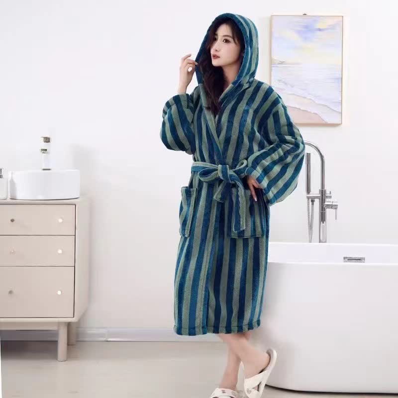 Hooded Bathrobe | Plush Microfiber Flannel | Cozy with Pockets