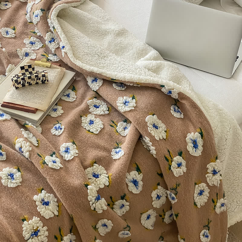 Retro Floral Fleece Throw Blanket | Warm Polyester | 39" x 59"