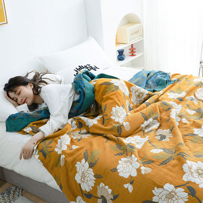 Boho Yellow Flower Cotton Quilt | Reversible Design | Available in Full, Queen, King Sizes
