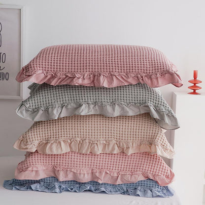 Cotton Pillowcases | Waffle Weave Ruffle | Set of 2