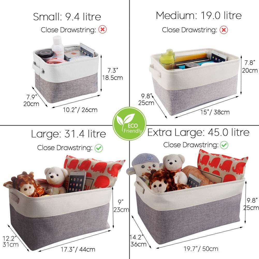 Fabric Storage Boxes | Eco-Friendly Linen & Cotton | 6 Pack White & Grey