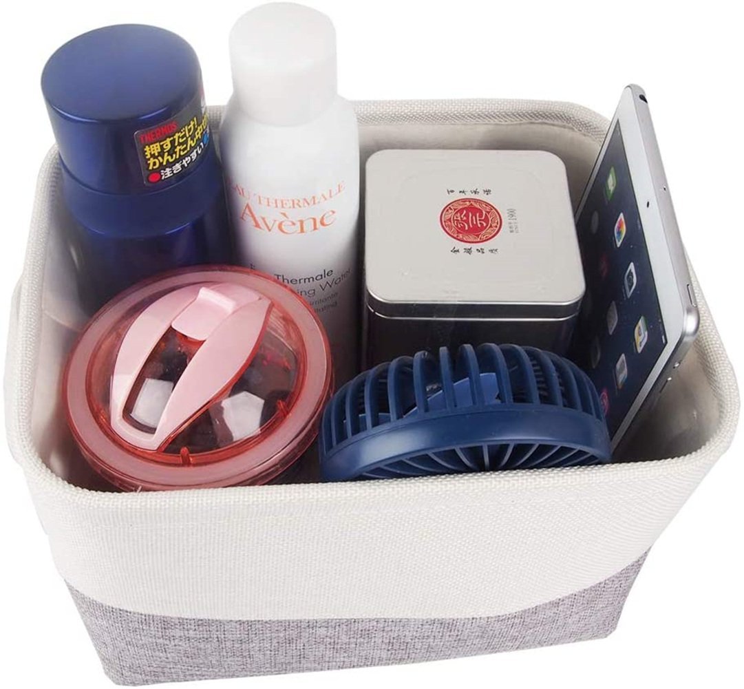 Fabric Storage Boxes | Eco-Friendly Linen & Cotton | 6 Pack White & Grey